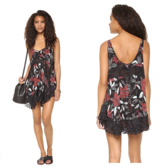 Free People Dresses & Skirts - Free People She Swings Slip Dress Grey Combo Lace